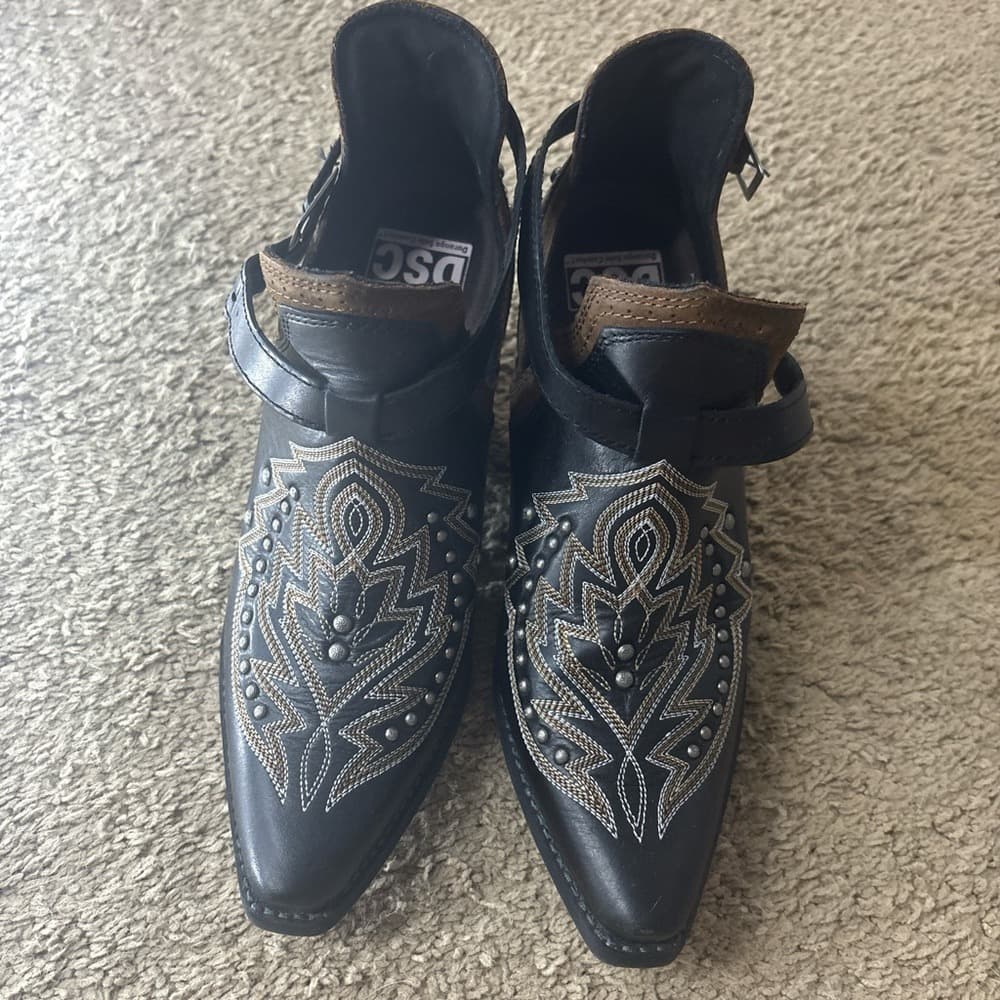 Durango Black and Brown Studded Western Ankle Boots - Thumbnail 3