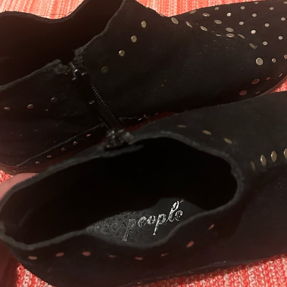 Free People Black Studded Suede Ankle Boots - Thumbnail 8