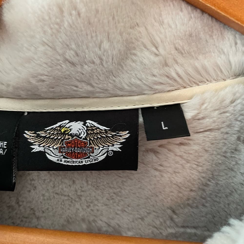 Harley-Davidson Cream Faux Suede Zip Front Jacket - Thumbnail 3