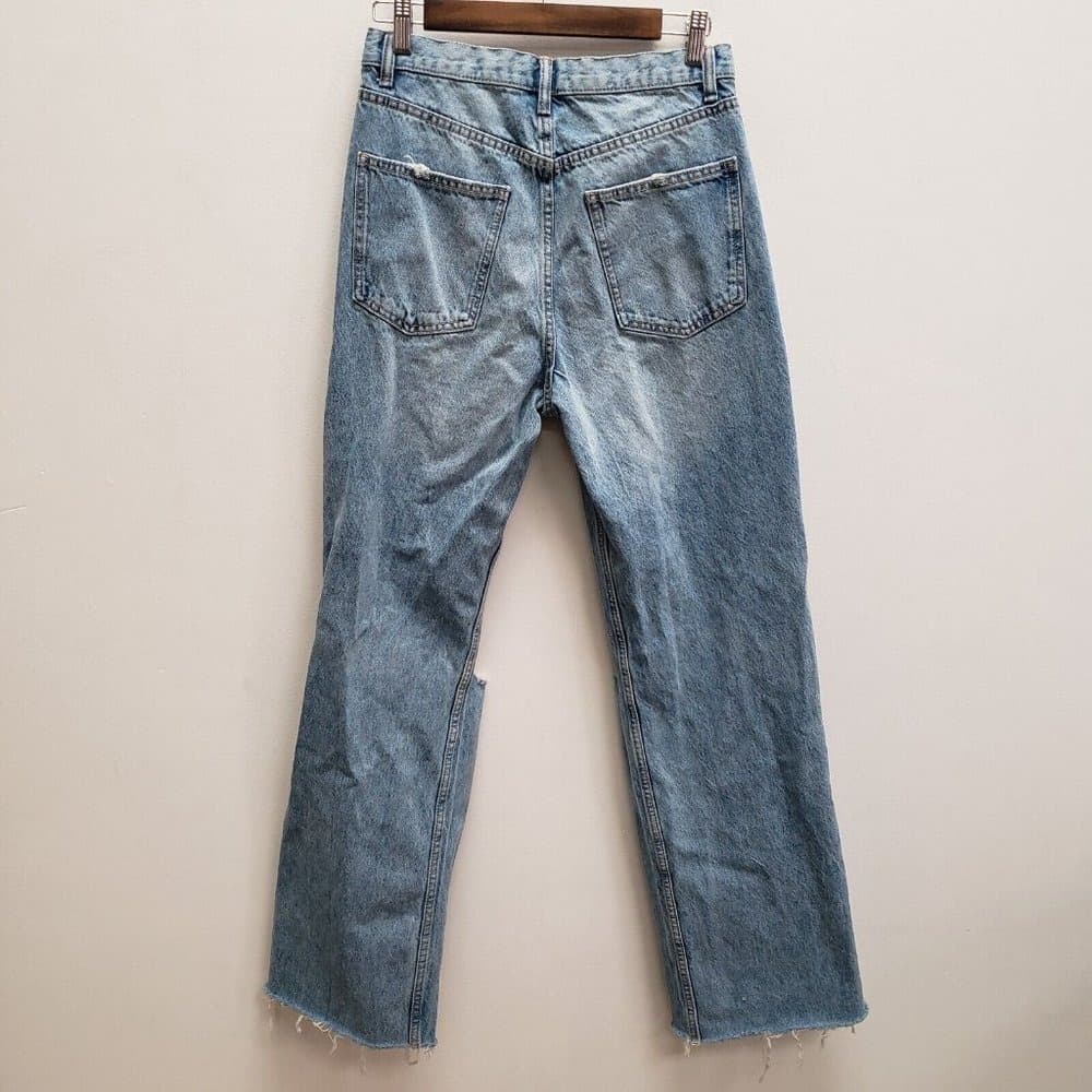 Zara Light Blue Distressed Wide Leg Jeans - Thumbnail 2