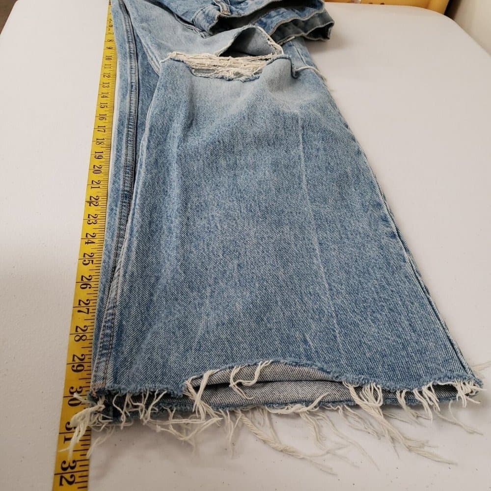 Zara Light Blue Distressed Wide Leg Jeans - Thumbnail 8