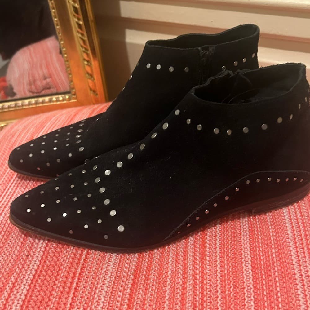 Free People Black Studded Suede Ankle Boots - Thumbnail 6