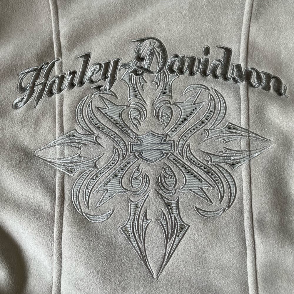 Harley-Davidson Cream Faux Suede Zip Front Jacket - Thumbnail 5