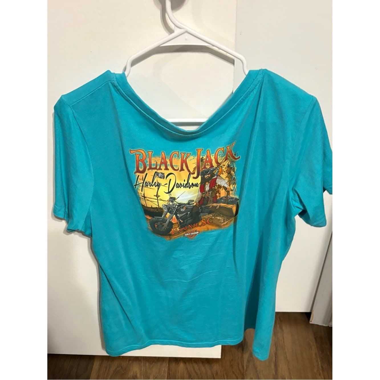 Harley-Davidson Florence SC Teal Short Sleeve Skull & Rose Graphic Tee - Thumbnail 2