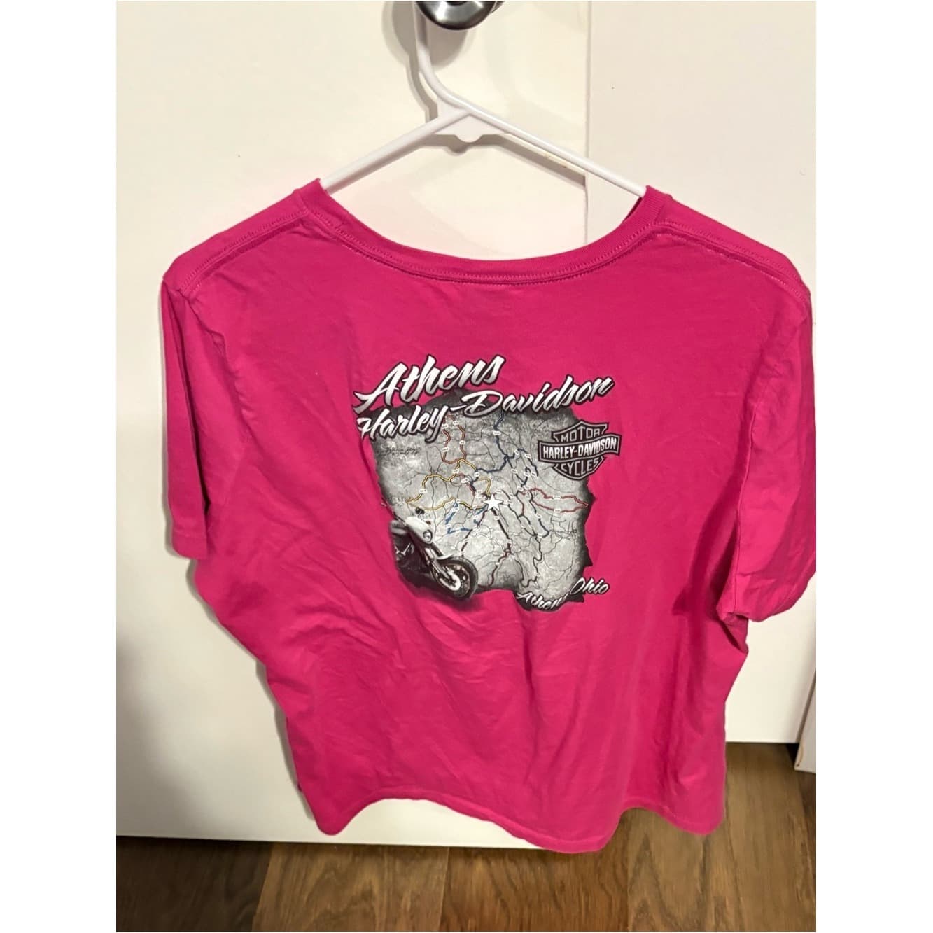 Harley-Davidson Athens OH Hot Pink Tee with Black Glitter Willie G Emblem - Thumbnail 2