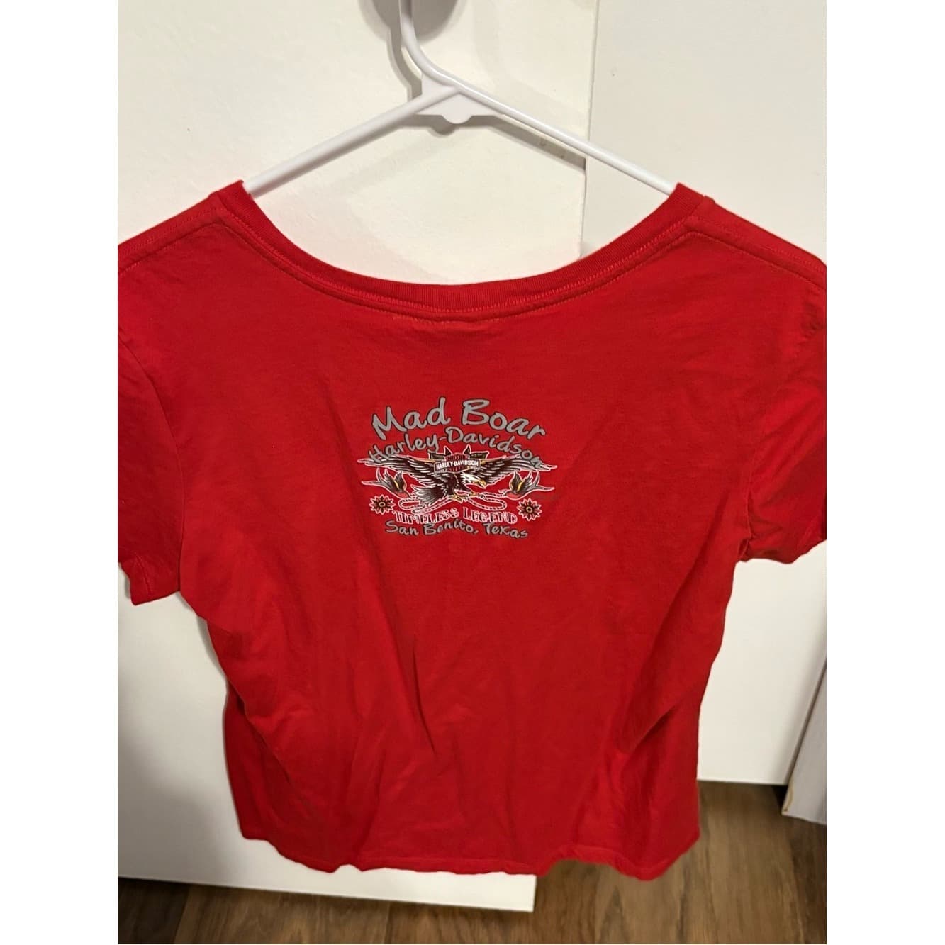 Harley-Davidson San Benito TX Red V-Neck Skull Graphic Tee - Thumbnail 2