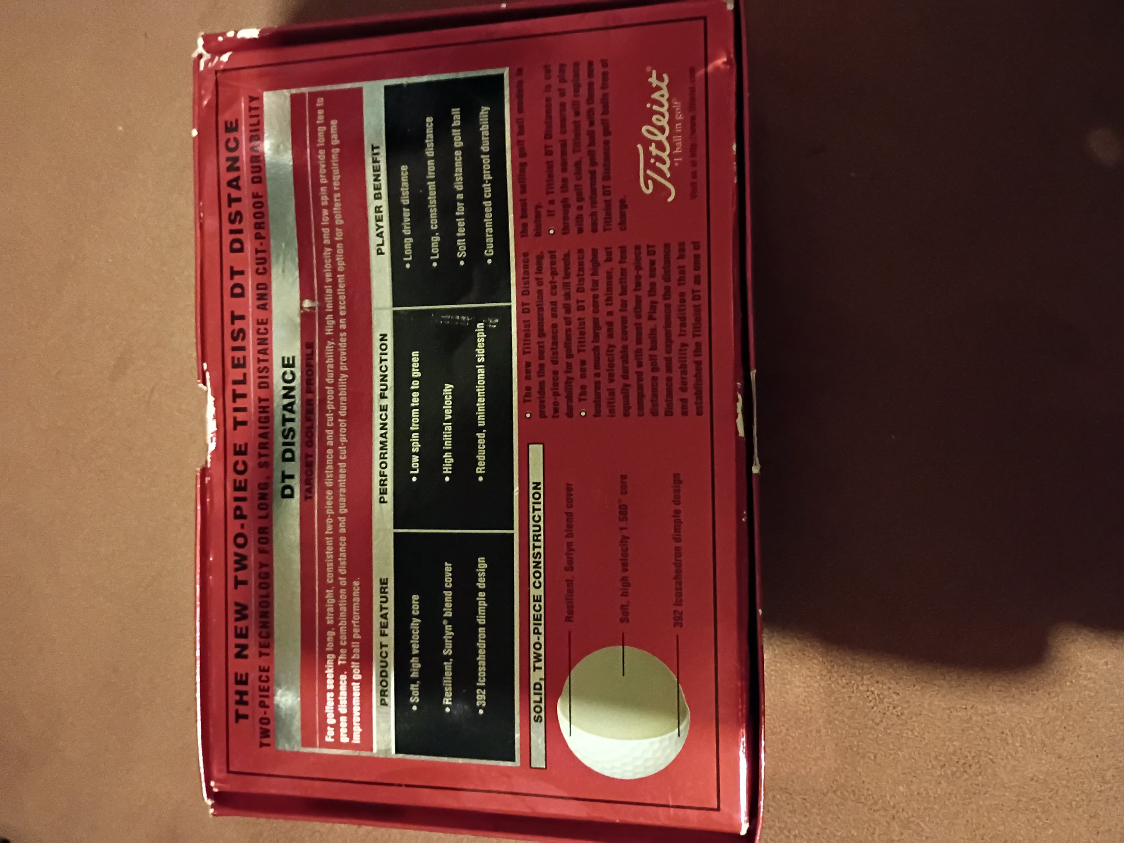 Titleist DT 2-Piece Golf Balls Pack of 12 NEW IN BOX - Thumbnail 2