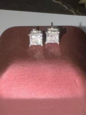 Lab Created Diamond Earrings 3 Ctw 14 Kt White Gold Princess Cut - Thumbnail 3