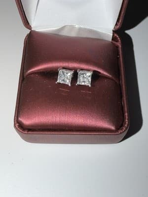 Lab Created Diamond Earrings 3 Ctw 14 Kt White Gold Princess Cut - Thumbnail 5