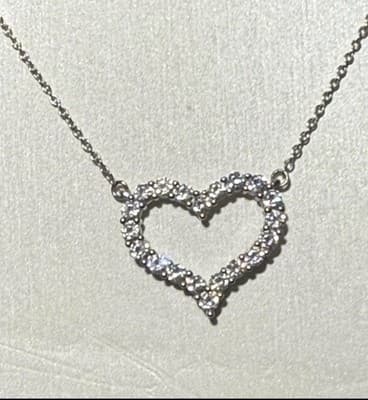 3ct Round Lab Created Diamond Heart Pendant Necklace 14k White Gold - Image 1