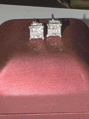 Lab Created Diamond Earrings 3 Ctw 14 Kt White Gold Princess Cut - Thumbnail 4