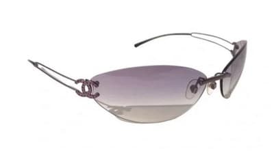 Chanel Sunglasses Rimless Purpleish Lens With Silver Chrome Sides Authentic - Image 1