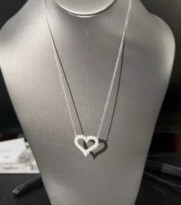 3ct Round Lab Created Diamond Heart Pendant Necklace 14k White Gold - Thumbnail 2