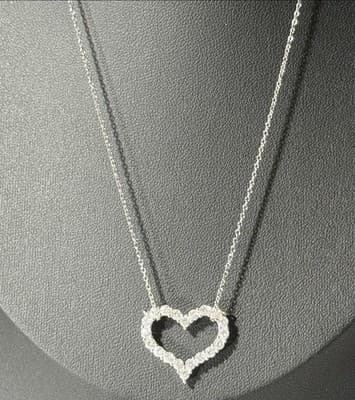 3ct Round Lab Created Diamond Heart Pendant Necklace 14k White Gold - Thumbnail 4