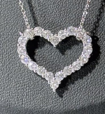 3ct Round Lab Created Diamond Heart Pendant Necklace 14k White Gold - Thumbnail 5