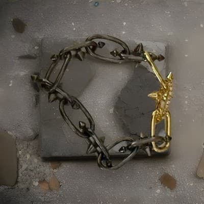 Black And Gold Chain Link Bracelet Size 7.25 Really Cute Bracelet - Thumbnail 4
