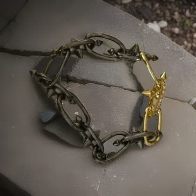 Black And Gold Chain Link Bracelet Size 7.25 Really Cute Bracelet - Thumbnail 6