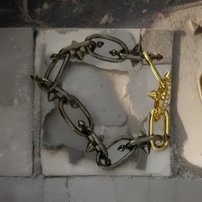 Black And Gold Chain Link Bracelet Size 7.25 Really Cute Bracelet - Thumbnail 5