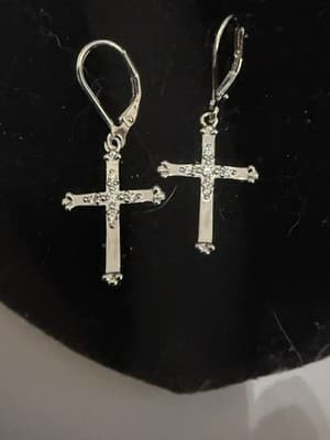1.50Ct Marquise NATURAL MOISSANITE Women's Cross Stud Earrings 14K Gold Plated - Thumbnail 2