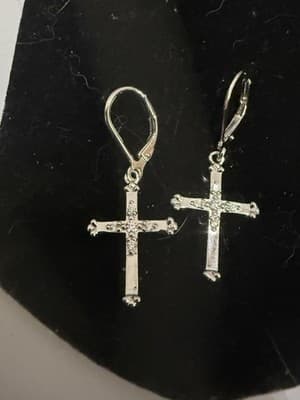 1.50Ct Marquise NATURAL MOISSANITE Women's Cross Stud Earrings 14K Gold Plated - Image 1