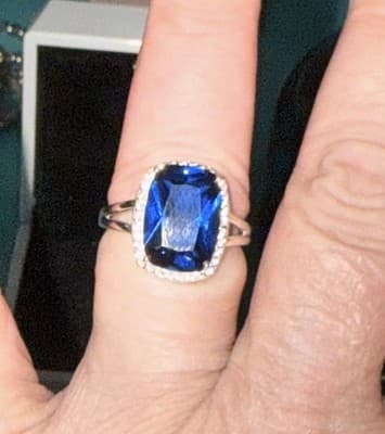 8 Ct Treated Blue Sapphire & Topaz 925 Sterling Silver Ring Sz 7 - Thumbnail 3