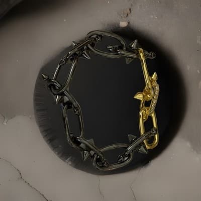 Black And Gold Chain Link Bracelet Size 7.25 Really Cute Bracelet - Thumbnail 9
