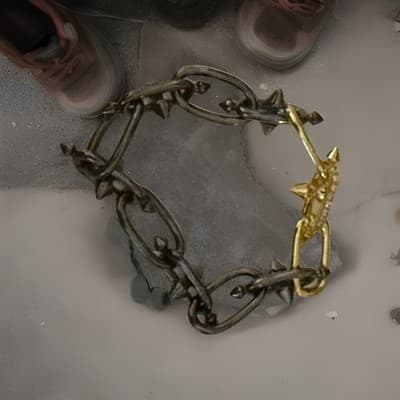 Black And Gold Chain Link Bracelet Size 7.25 Really Cute Bracelet - Thumbnail 7