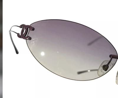 Chanel Sunglasses Rimless Purpleish Lens With Silver Chrome Sides Authentic - Thumbnail 2