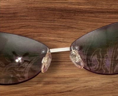 Chanel Sunglasses Rimless Purpleish Lens With Silver Chrome Sides Authentic - Thumbnail 5