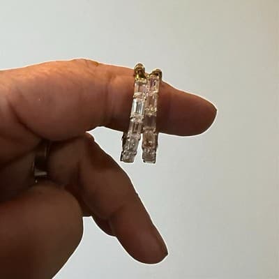 2 Ct Baguette Cut White Moissanite Hoop Women's Earring 14k Yellow Gold Plated - Thumbnail 3