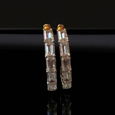 2 Ct Baguette Cut White Moissanite Hoop Women's Earring 14k Yellow Gold Plated - Thumbnail 7