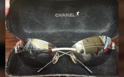 Chanel Sunglasses Rimless Purpleish Lens With Silver Chrome Sides Authentic - Thumbnail 9