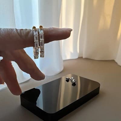 2 Ct Baguette Cut White Moissanite Hoop Women's Earring 14k Yellow Gold Plated - Thumbnail 8