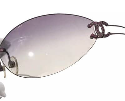 Chanel Sunglasses Rimless Purpleish Lens With Silver Chrome Sides Authentic - Thumbnail 4