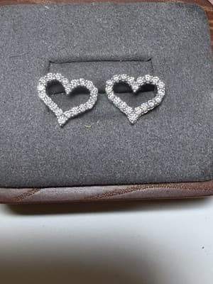 Lab Diamond Heart Shaped Earrings Sterling Silver - Thumbnail 5