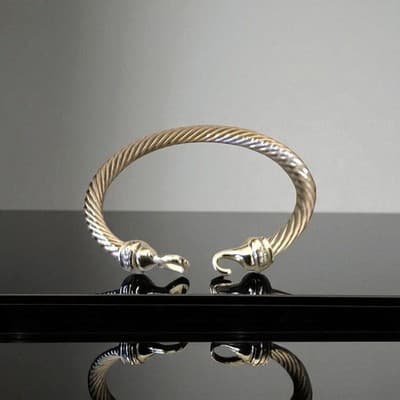 David Yurman 925 Silver 5MM Twirl Hook Bangle M Size 6-7 in. - Thumbnail 2