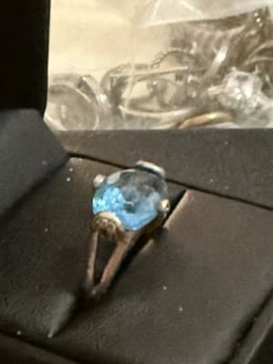 Sterling Silver 925 Blue Topaz Oval Solitaire Ring Size 7 New - Thumbnail 6