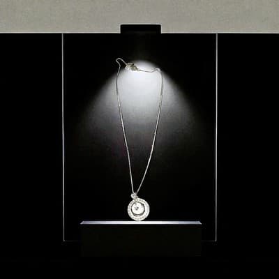 Sterling Silver Necklace 18 Inches With Circle And White Topaz Stone - Thumbnail 2