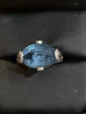 Sterling Silver 925 Blue Topaz Oval Solitaire Ring Size 7 New - Thumbnail 3
