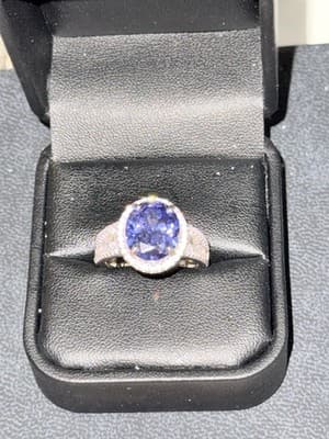 Blue Sapphire And White Topaz Ring Sterling Silver Size 7 - Thumbnail 2