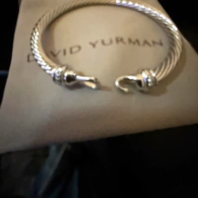 David Yurman 925 Silver 5MM Twirl Hook Bangle M Size 6-7 in. - Image 1
