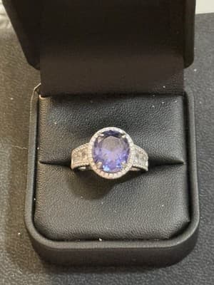 Blue Sapphire And White Topaz Ring Sterling Silver Size 7 - Thumbnail 6