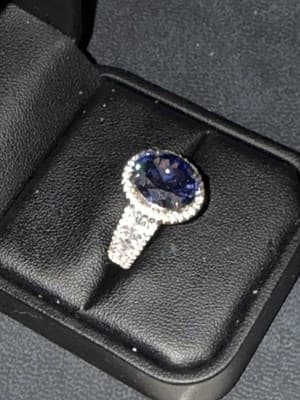 Blue Sapphire And White Topaz Ring Sterling Silver Size 7 - Thumbnail 4