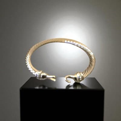David Yurman 925 Silver 5MM Twirl Hook Bangle M Size 6-7 in. - Thumbnail 4