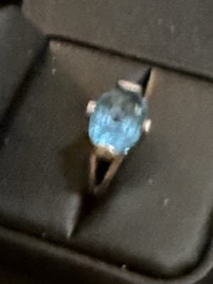Sterling Silver 925 Blue Topaz Oval Solitaire Ring Size 7 New - Thumbnail 5