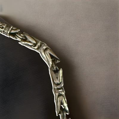 8 Mm Bysantine Sterling Silver 20 Inches Necklace For Unisex 925 - Thumbnail 5