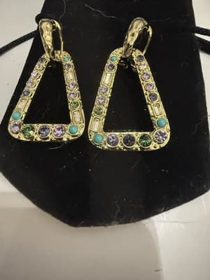 Heidi Daus Multi Color Stone Necklace And Matching Earrings Gold Tone Realy Pret - Thumbnail 12