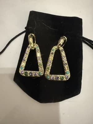 Heidi Daus Multi Color Stone Necklace And Matching Earrings Gold Tone Realy Pret - Thumbnail 9