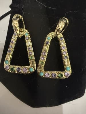 Heidi Daus Multi Color Stone Necklace And Matching Earrings Gold Tone Realy Pret - Thumbnail 8