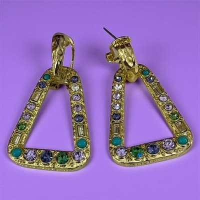 Heidi Daus Multi Color Stone Necklace And Matching Earrings Gold Tone Realy Pret - Thumbnail 6